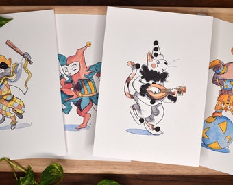 Clown Cats A4 poster prints