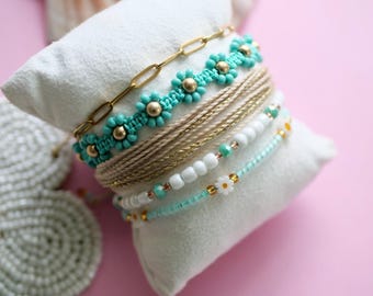 Friendship Bracelet stack, Adjustable Friendship bracelets for her, Summer jewelry,