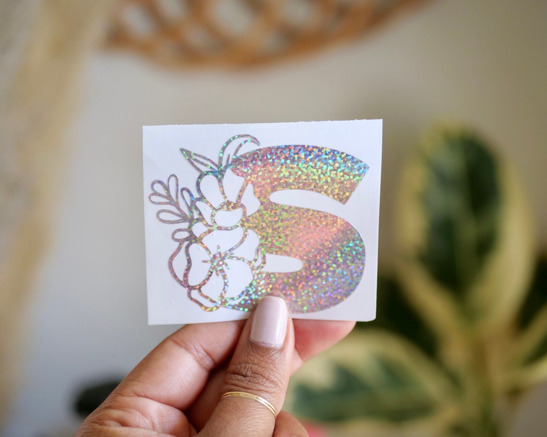 Initial Sign Sticker Floral Initial Vinyl Decal, Personalized Letter Sticker - Etsy