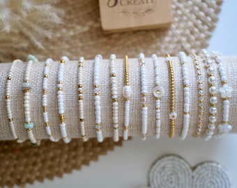Gold Stretchy Bracelet Stack, Beaded bracelets for her, Personalized bracelets
