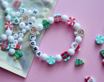 DIY Christmas Bracelet Kit: Personalized Name, Holiday Craft