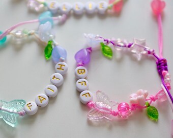 Floral Name Bracelet: Custom Beaded Friendship Jewelry for Girls
