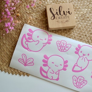 Axolotl Vinyl Decal Sticker Sheet for Tumblers. Glass cup decal. Libby tumbler personalization