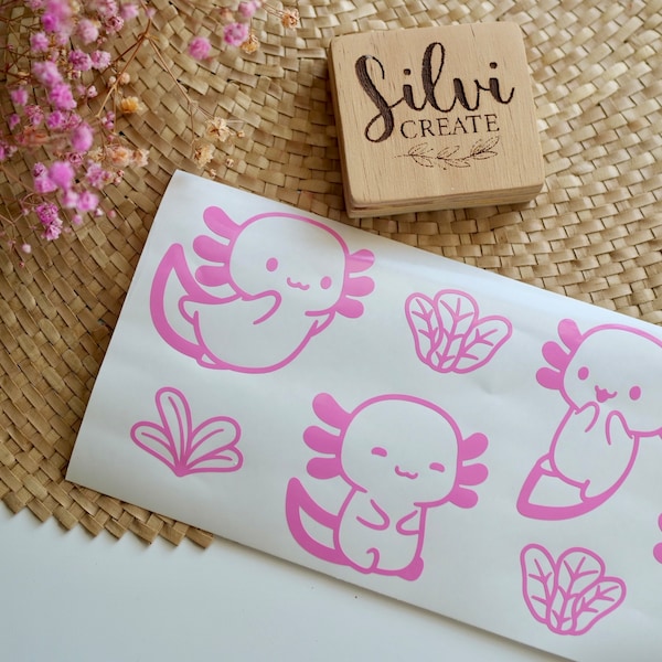 Axolotl Vinyl Decal Sticker Sheet for Tumblers. Glass cup decal. Libby tumbler personalization
