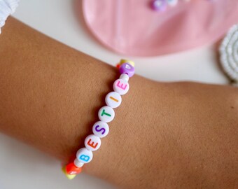DIY Name Bracelet Kit: Personalized stretchy bracelet, Holiday Craft, party favor ideas