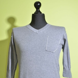 AllSaints Men's Gray Antwerp Half Sleeve V Neck Jumper Size S