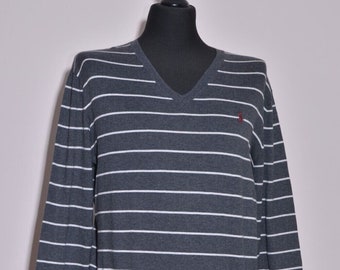 トップス 90s POLO SPORT V-neck Cotton Knit Vtg 90s POLO SPORT Knit SWEATER // Vintage Fashion V Neck