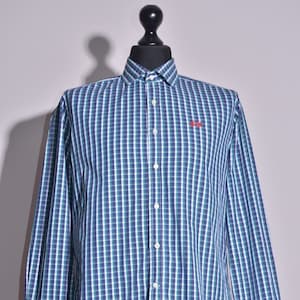 La Martina Men&#39;s Blue Check Long Sleeve Shirt Size M