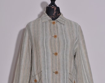 Weekend Max Mara Women's Grey 2 Pockets 100% Linen Jacket Size UK12 / US10 /IT44