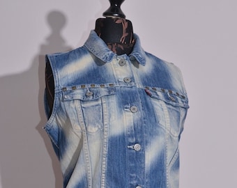 LEVIS Women's Denim Blue Vest Sleeveless Jacket Size L
