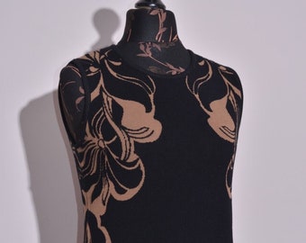 ESCADA Women&#39;s Wool Blend Sleeveless Jumper Top Knitted Black / Caramel Size M