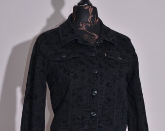 Levi’s Women’s 2 Pocket Cropped Fit Black Floral Pattern Jacket Size M