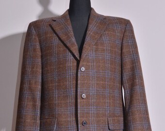 Hugo Boss Men&#39;s Wool Brown Check Blazer Jacket Size EU50 / UK40