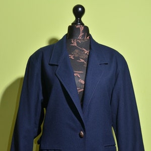 Vintage BOGNER Womens Wool Navy Blue Jacket Coat Size 38