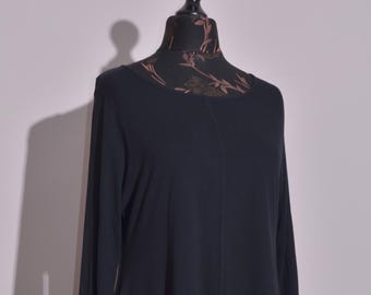 TOAST Vestido túnica asimétrico negro de manga larga, fluido y minimalista para mujer, talla 44 (Reino Unido)