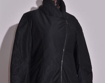 Abrigo acolchado negro Sarah Pacini para mujer, con cremallera completa y largo medio, talla 1