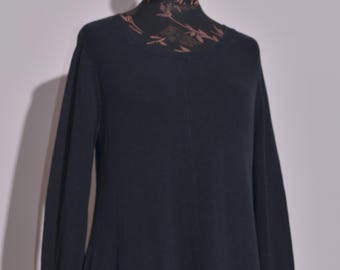 Gudrun Sjoden Black Long Sleeve Knit Tunic Dress Minimalist Scandinavian Style S