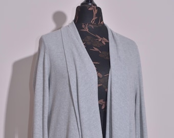 Lauren Ralph Lauren Lichtgrijs vest met open voorkant, katoengebreide draperie, stijl S