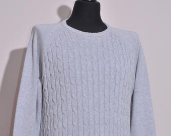 Suéter Boggi Milano para hombre, jersey de cuello redondo de punto trenzado gris claro M