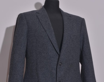 GANT Gray Wool Blazer Tailored Fit Sport Coat Made in Morocco Mens EU 52 / L