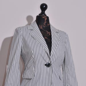 ESCADA Womens Blazer Jacket Lined Striped Cotton with Pockets Size 36 / S