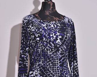 Robe extensible à manches longues pour femme Joseph Ribkoff Noir/Bleu/Blanc Taille UK14 IT46