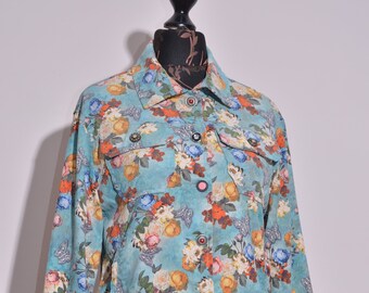 BNWT Desigual Womens Corduroy Jacket Flower Print Size 36 UK8 US2