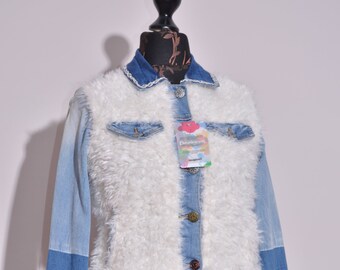 BNWT Desigual Womens Blue/White Denim Jacket Chaq Valerie Size 34 UK6 US0