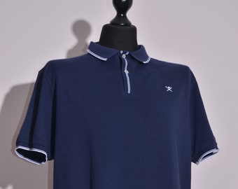 Hackett London Mens Short Sleeve Cotton Polo Shirt Navy Size XL