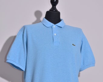 Lacoste Mens Classic Polo Shirt Blue Cotton Short Sleeve Size 5 / L