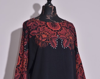 BNWT Desigual Womens Flower Print Black Blouse Long Sleeve Top Size L UK14