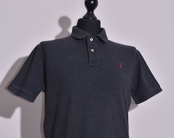 Polo Ralph Lauren Mens Short Sleeve Polo Shirt Cotton Dark Grey Size M