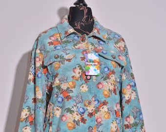 BNWT Desigual Womens Corduroy Jacket Flower Print Size 40 UK12 US6