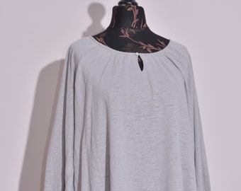 Jersey de lino de manga larga gris para mujer de Gudrun Sjoden, talla extragrande XL