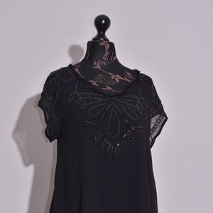Desigual Womens Black Top Blouse Chiffon V Neck Short Sleeve Size L