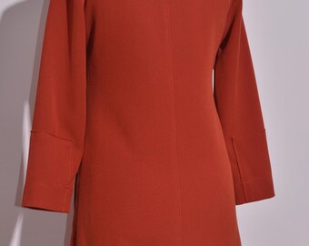 Cop Copine Women's Rust Orange Shift Dress Robe Pockets Long