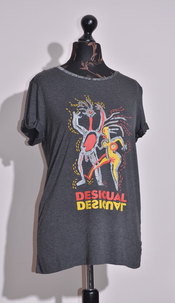 TG. S) Desigual Maglietta da Donna a Maniche Corte T-Shirt, Blu, S
