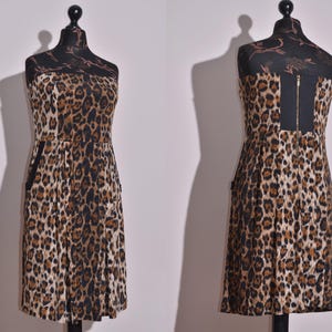 Joseph Ribkoff Strapless Dress Leopard Print with Pockets Size UK14 DE40