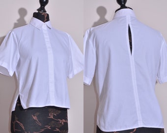 T By Alexander Wang Womens White Short Sleeve Shirt Open Back Size 0 / XS / S