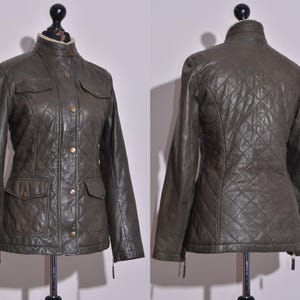Lacoste Women's Leather Jacket Full Zip with Pockets Size 38