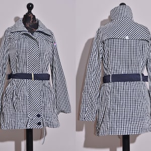 Armani Jeans Casaco Feminino Poliéster Xadrez Cinto com Bolsos Sem Forro Tamanho 48
