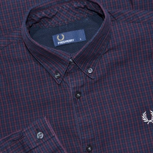 Fred Perry Men&#39;s Shirt Long Sleeve Cotton Checked Size S