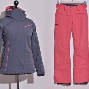 Salomon Ski Snowboard Jacket Trousers Grey/Pink Outfit Womens Size S