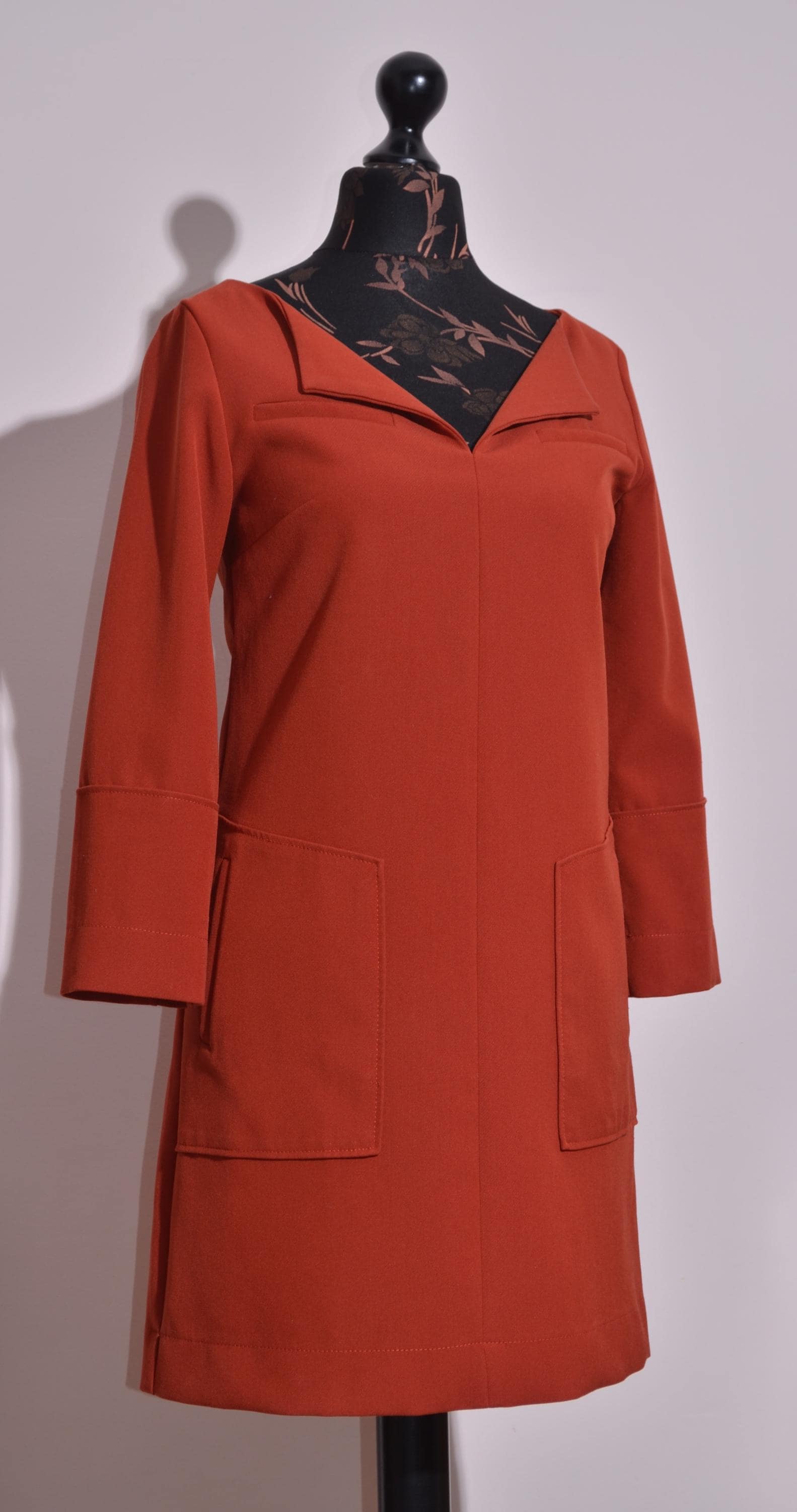 Cop Copine Women's Rust Orange Shift Dress Robe Pockets Long
