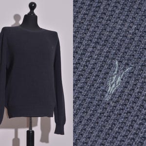 All Saints Mens Trias Crew Neck Jumper Dark Grey Cotton Waffle Knit Size M