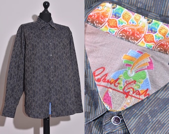 Robert Graham Men's Button Up Shirt Long Sleeve Colorful Size XL Grey Floral