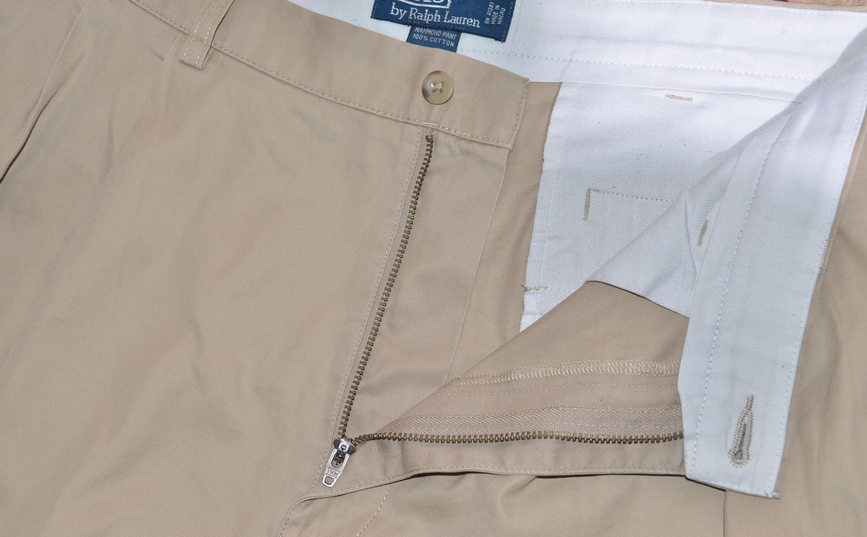 VTG Polo Ralph Lauren Pants Mens 35X30 Beige Hammond Pant Pleated