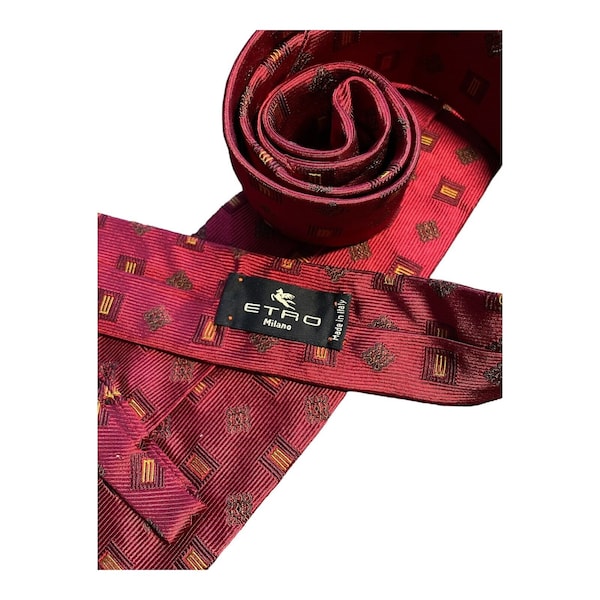 ETRO Milano Classic Silk Textured Red Tie