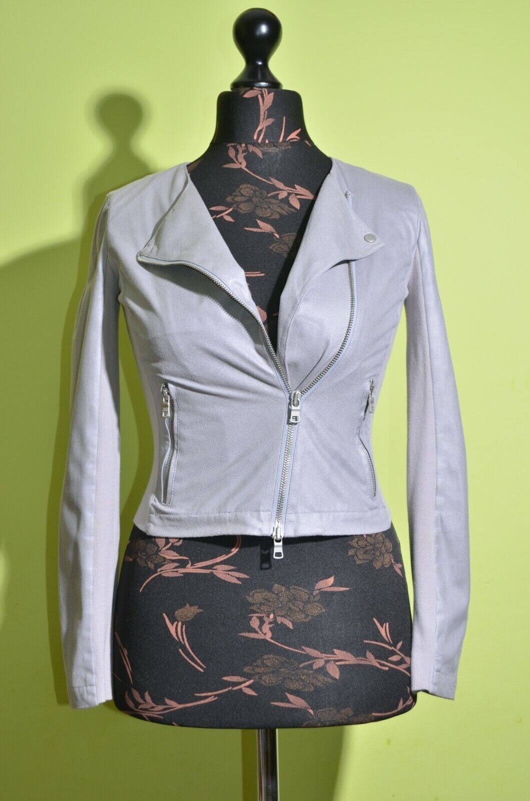 Armani Exchange Ladies Short Gray Biker Style Jacket Size XS
