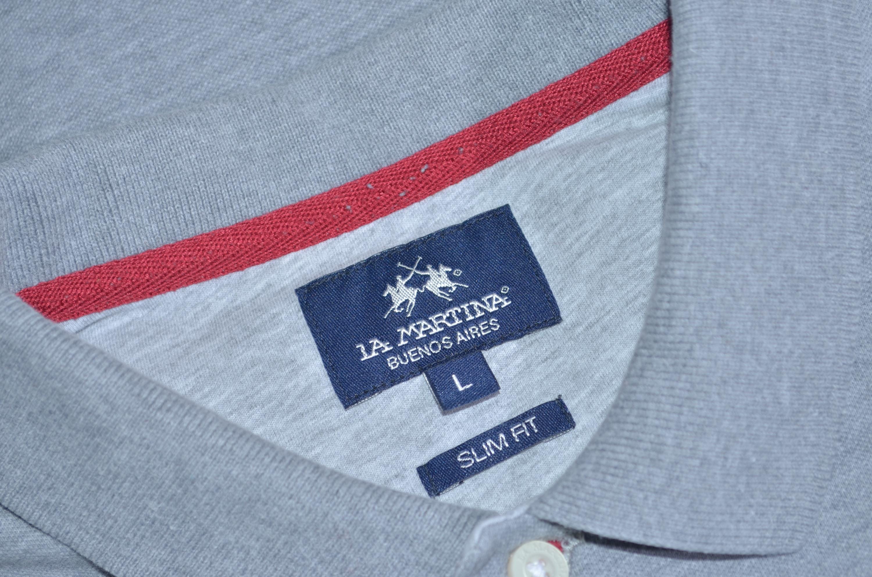 La Martina St Moritz メンズ グレー 長袖 ポロシャツ スリムフィット 